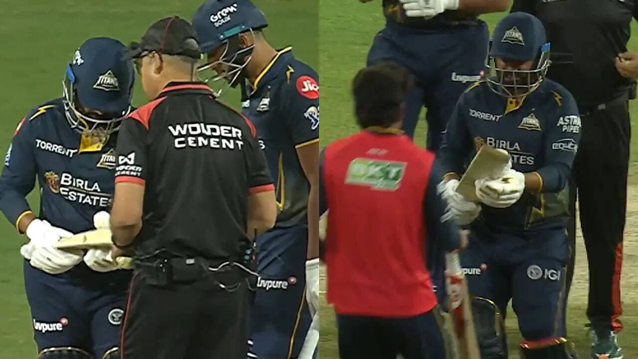 IPL mid-game drama: Tewatia forced to change bat during PBKS vs GT - Watch